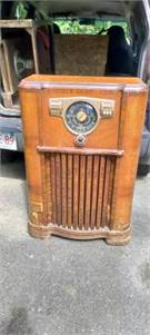 Two antique radios complete in cabinets 