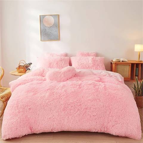 Fluffy Pink Twin Size Comforter Cover